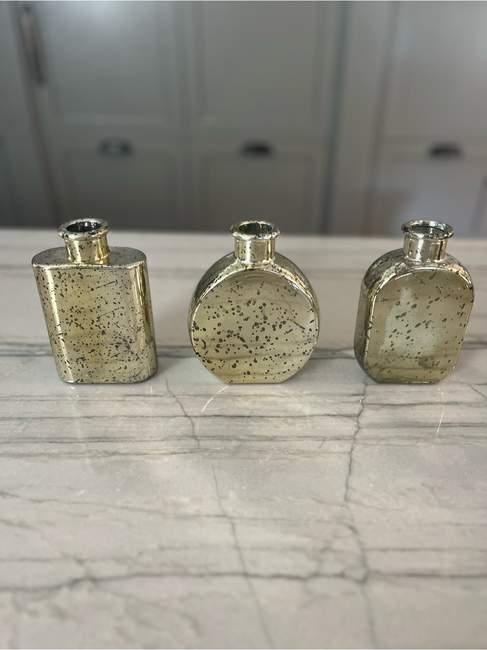 Gold Mercury Glass Bud Vases - Set of 3